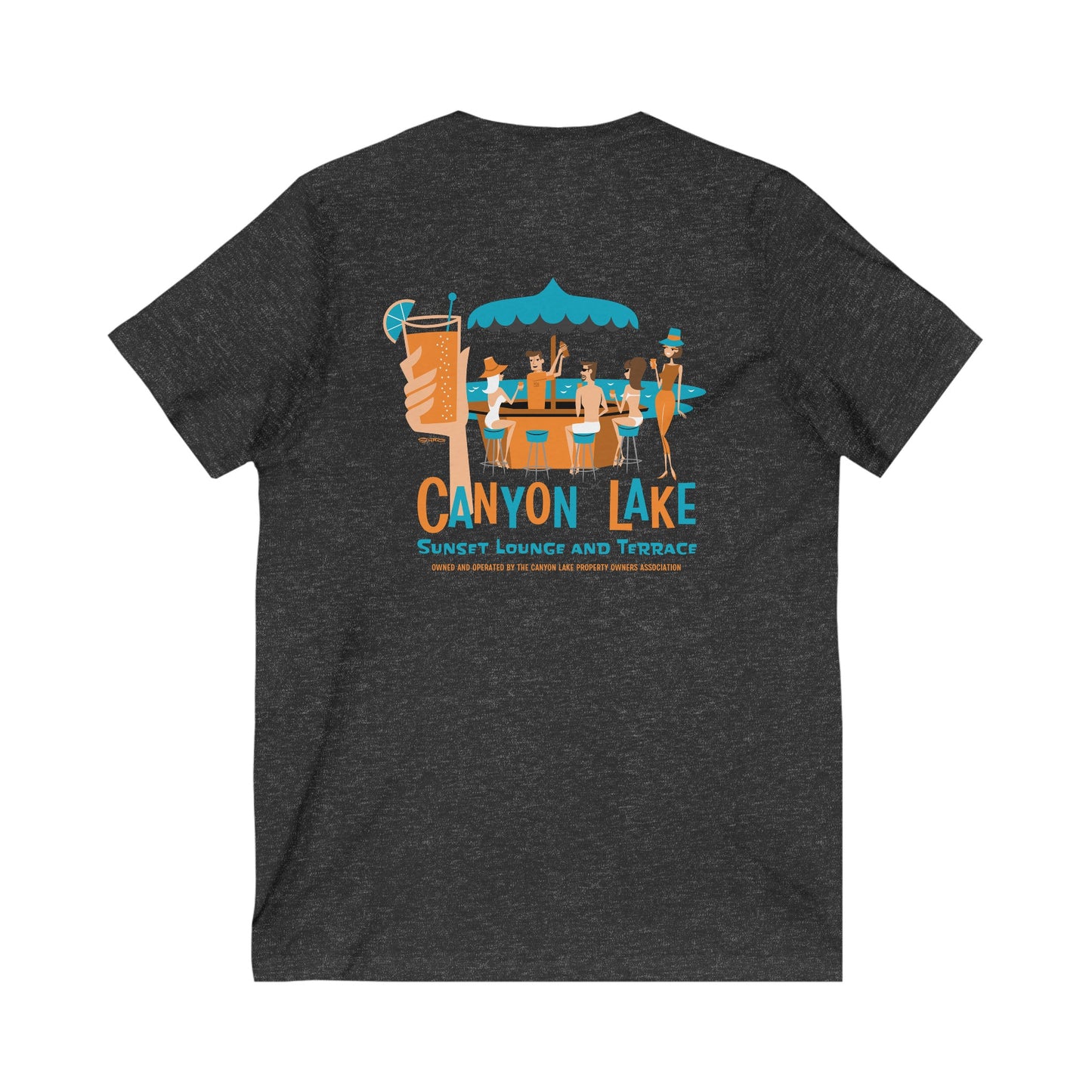 Sunset Lounge & Terrace | Unisex Jersey Short Sleeve V-Neck Tee