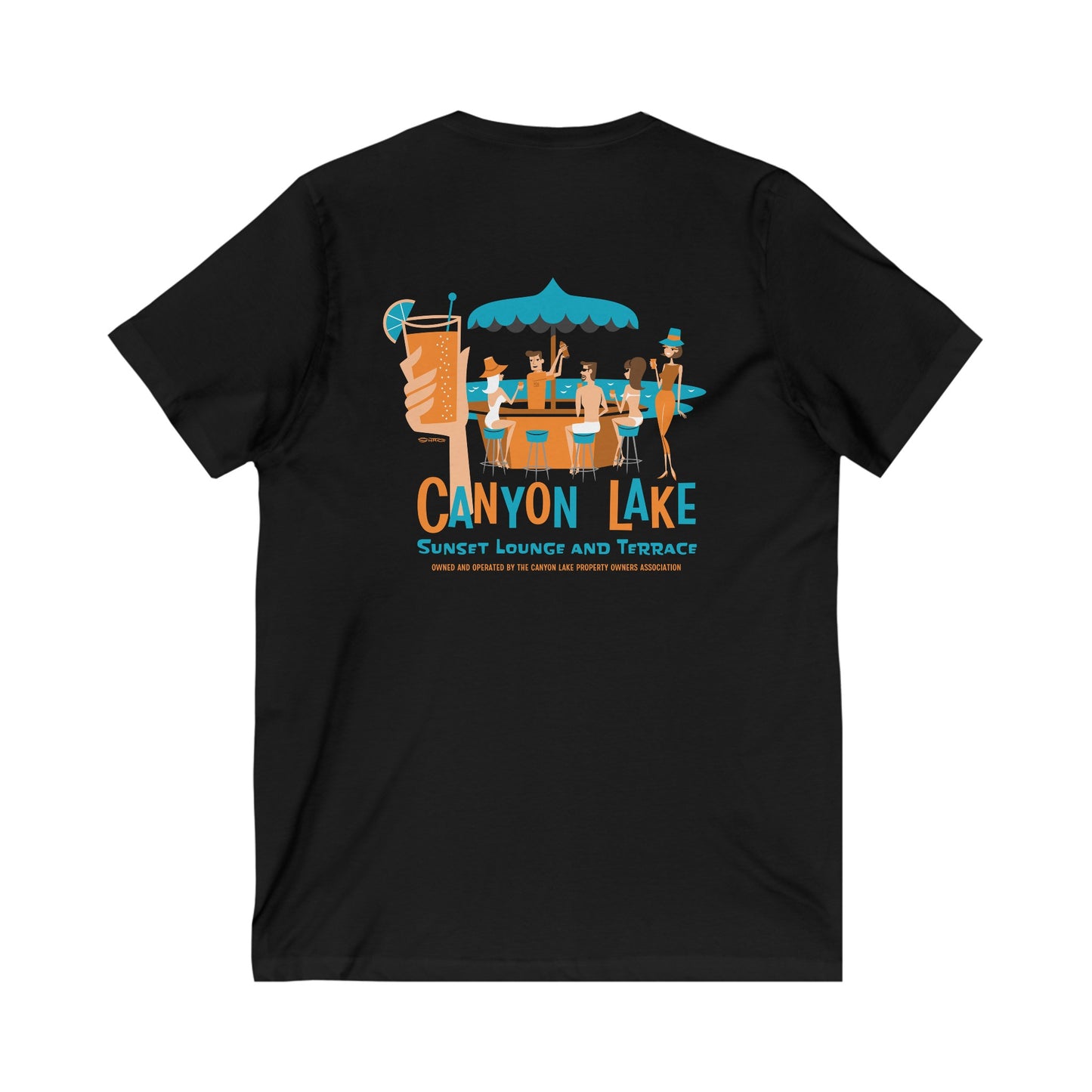 Sunset Lounge & Terrace | Unisex Jersey Short Sleeve V-Neck Tee