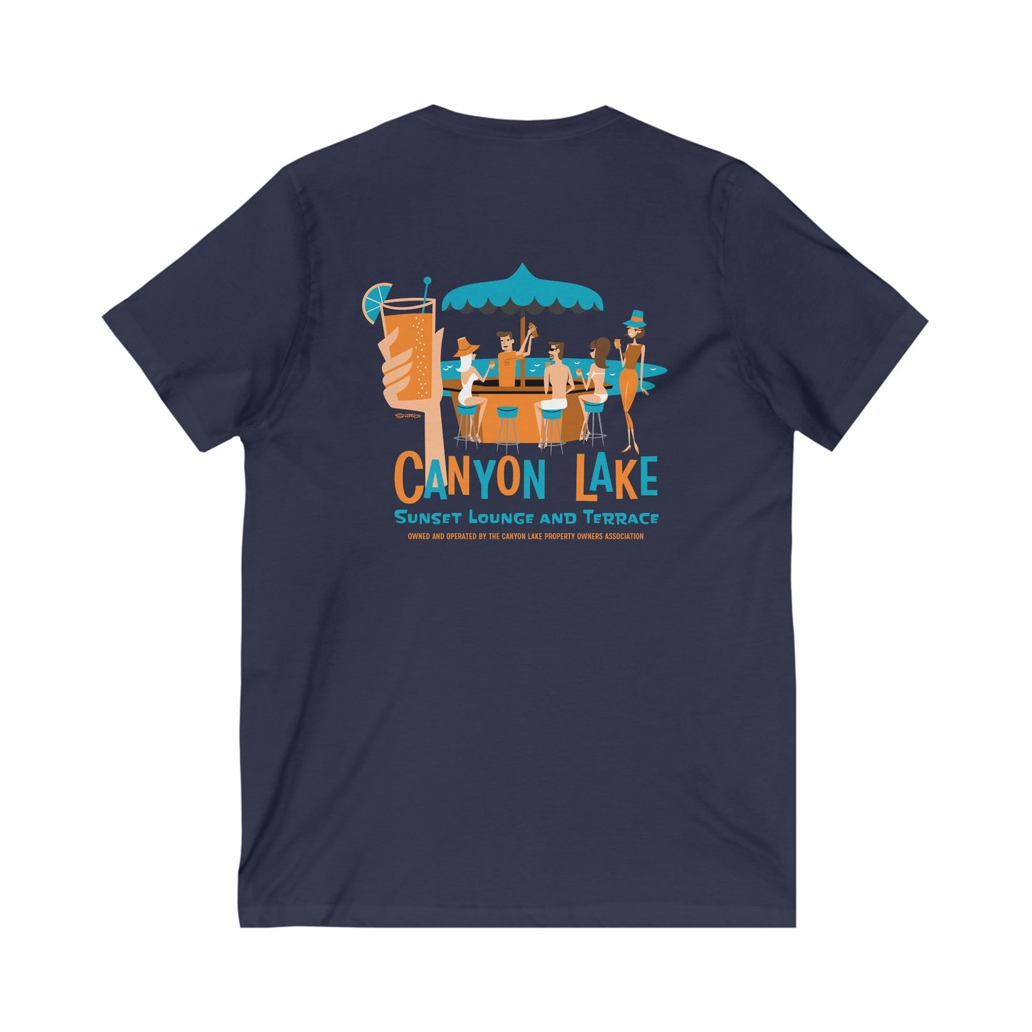 Sunset Lounge & Terrace | Unisex Jersey Short Sleeve V-Neck Tee