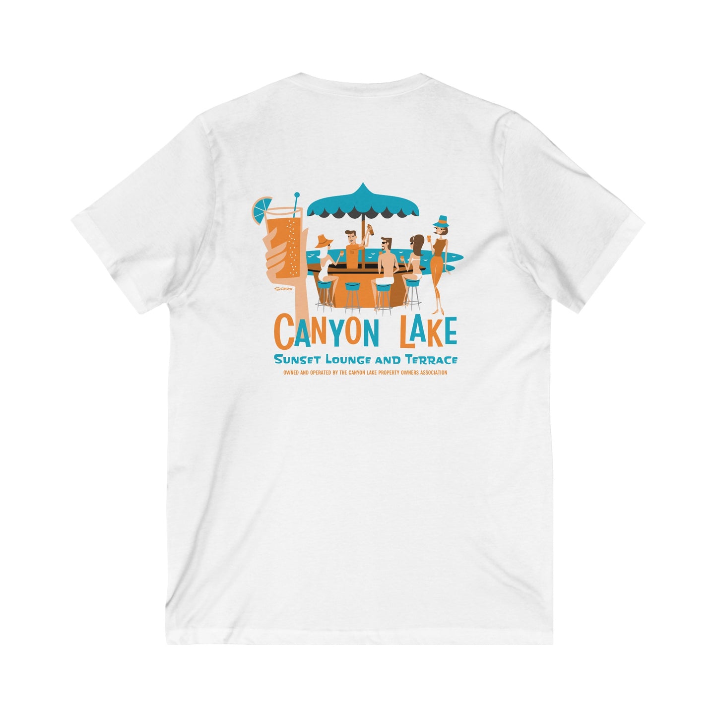 Sunset Lounge & Terrace | Unisex Jersey Short Sleeve V-Neck Tee